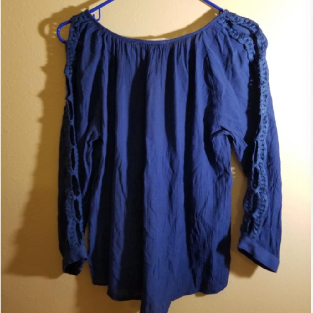 Blue Shirt with arm cut outs